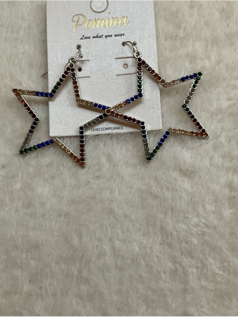 Pomina Rainbow Star Hoop Earrings - Multicolor